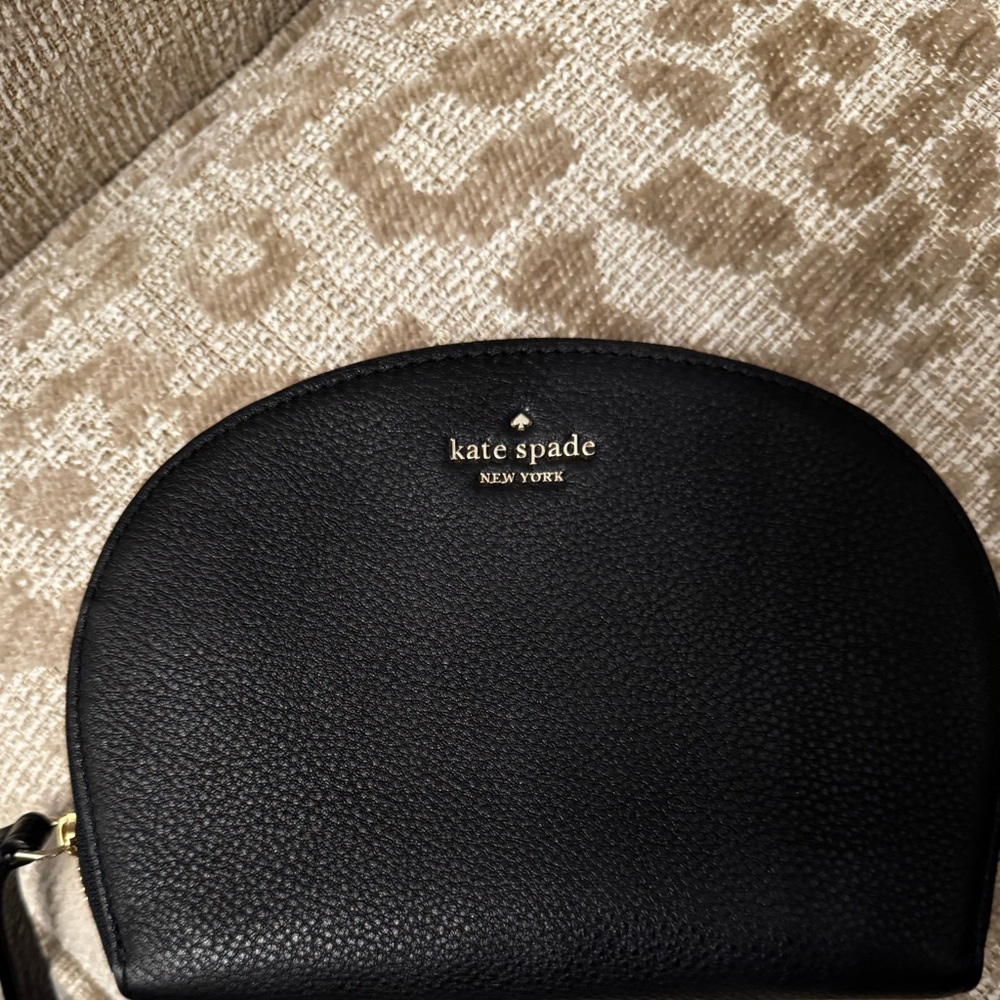 Kate Spade Black Leather wristlet with Gold Accents